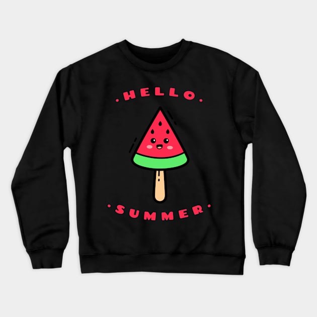 Hello Summer Delicious Watermelon Ice Cream Crewneck Sweatshirt by Art Deck